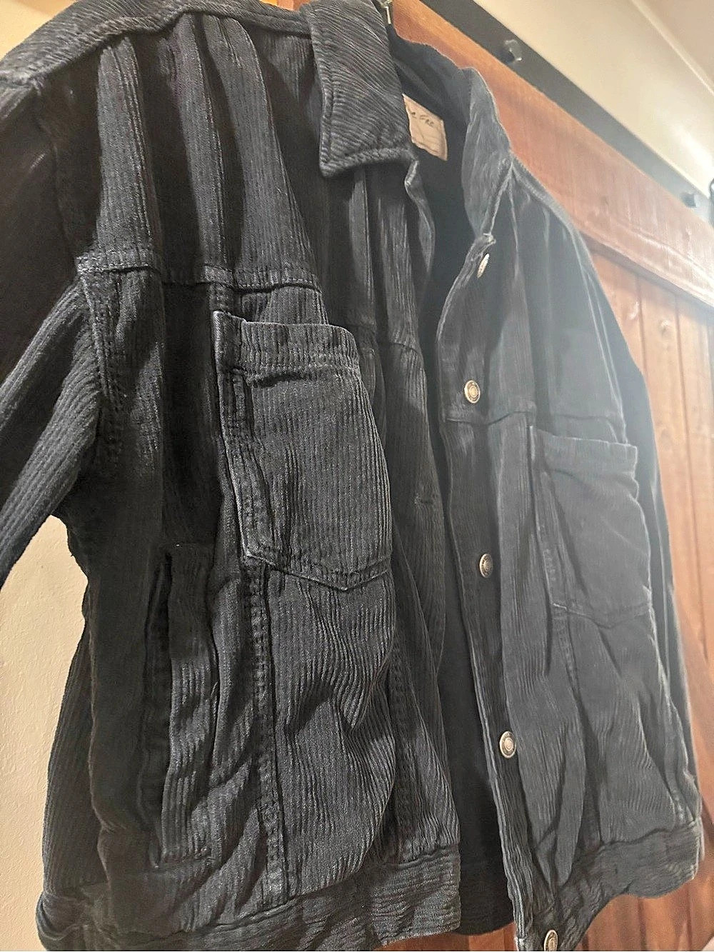 We The Free Opal Swing Corduroy Utility Jacket in Washed Black - Size Medium - Picture 4 of 16